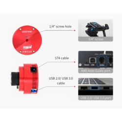 Caméra couleur ZWO ASI676MC – CMOS 12,6 MP pour planétaire et all-sky