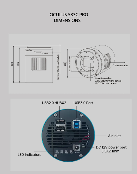 OCULUS 533C PRO DIMENSIONS